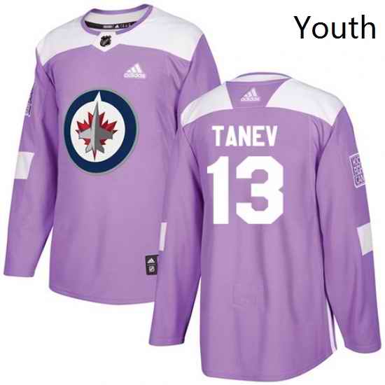 Youth Adidas Winnipeg Jets 13 Brandon Tanev Authentic Purple Fights Cancer Practice NHL Jersey